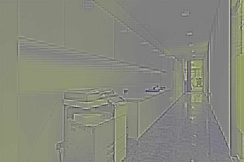 office hallway with printer